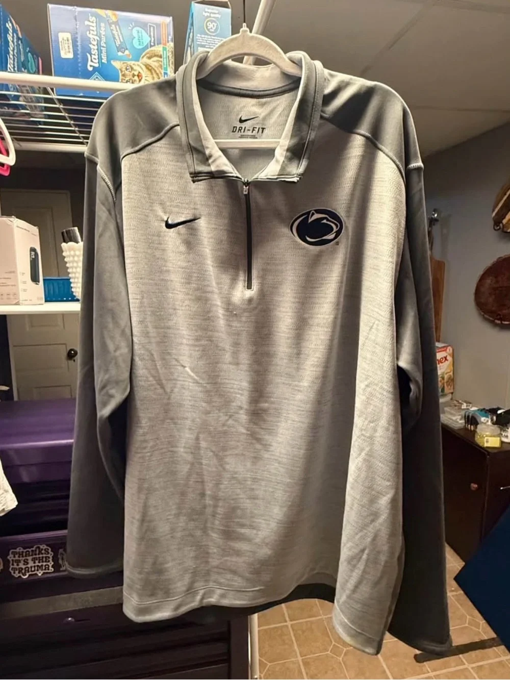 Nike Light Gray Dri-FIT Quarter Zip Pullover